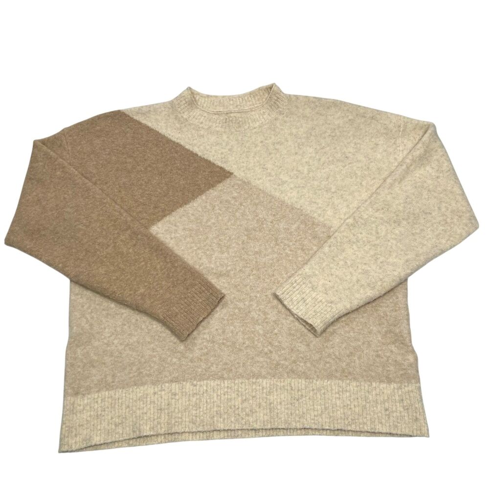 Jcrew Mens Colorblock mockneck sweater in extra-soft yarn Size M